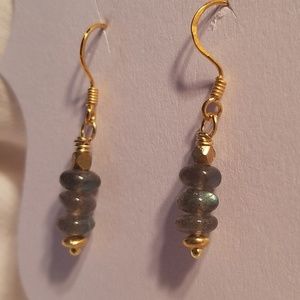Labradorite and vermeil wire earrings, handmade